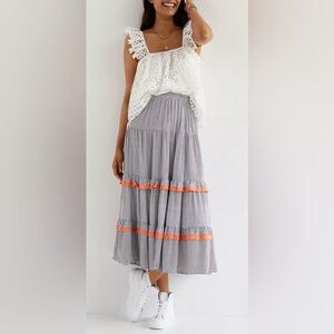 ANTHROPOLOGIE BEACHGOLD TIERED MIDI SKIRT